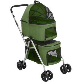 Poussette pour chien pliante à 2 niveaux Vert 83x48x97 cm