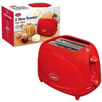 Quest 2-Slice Toaster with Cool Touch and Variable Browning Levels, 705W, Red