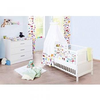 Pinolino Sparset Viktoria breit, 2-teilig, Kinderbett (140 x 70 cm) und Wickelkommode