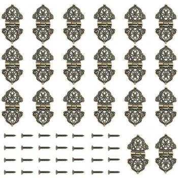 20Pcs Engraved Bronze Hinges for Vintage Cases
