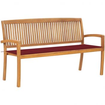 Banc de jardin en teck 159 cm avec coussin empilable
