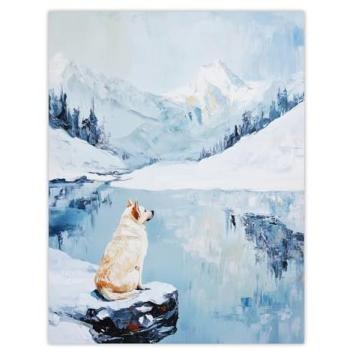 Husky Snow Mountain Lake Poster