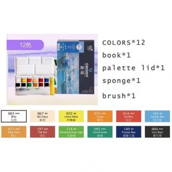 Watercolor Paint Set with Sponge and Water Brush