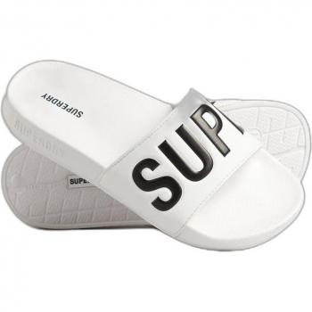 Superdry Damen Core Steppschuhe und Pool Slides, Optic/Black, Größe L