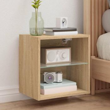 Wand-Nachttische mit LED-Leuchten 2 Stk. Sonoma-Eiche Vidaxl