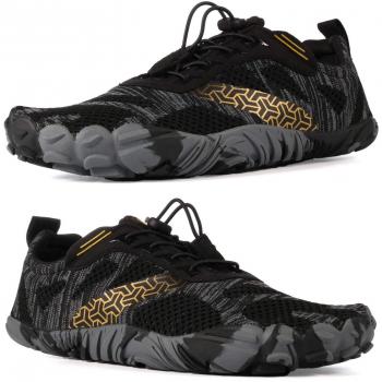 Whitin Unisex Minimalist Trail Runner, Wide Toe Design, Barefoot Shoe, Black, European Size 46