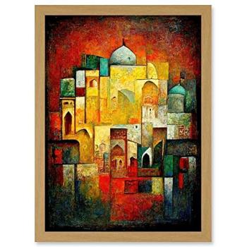 City Vibes: Framed Asian Abstract Landscape Oil – A4