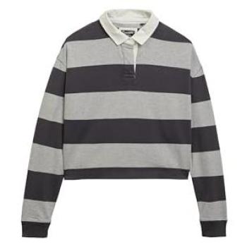 Superdry Ath Essential Stripe Long Sleeve Polo – Women’s Glacier Grey XXL