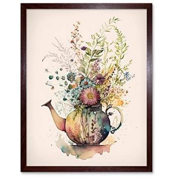 Teapot Bloom Bouquet Wall Decor 12x16