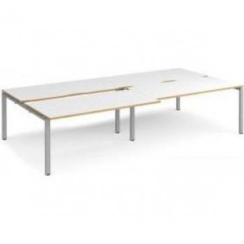 SilverFrame White Oak Sliding Top Bench Desk – 4 Person, 3200x1600, 1600mm Depth