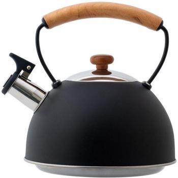 Hervidora inducción gas universal acero inoxidable con silbato y mango de madera antigoteo