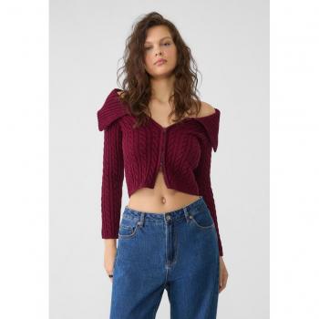 Burgundy Stradivarius Zip Cardigan Size S