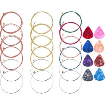 Pack Triplet de Guitares Acoustiques 6 Cordes avec 8 Médiators Métalliques