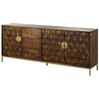 Credenza in Legno Mango 194x40x77 con finitura marrone diamond 221