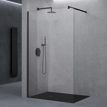 Doporro Pare-douche à l’italienne 130 cm – Verre de Sécurité 8 mm, Montage Réversible, Profilé Noir