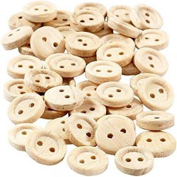 Boutons en bois 11 mm 2 trous paquet de 50