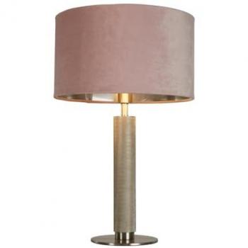 London Light Table Lamp Argento Zigrinato e Velluto Rosa