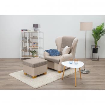 Oliver Ohrensessel (Home Affaire) – Klassischer Sitz mit Hocker, Beige, T93 cm