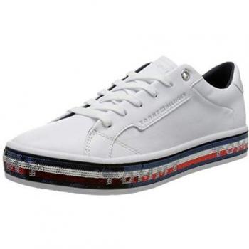 Tommy Hilfiger Scarpe da Ginnastica Sequin Foxing, Donna, Bianco