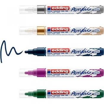 Edding 5100 Acrylic Marker Bullet Tip 2-3mm Line Assorted Festive Colours (Pack 5) 4-5100-5-999