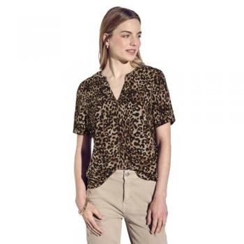 Street One Bluse „Leo-Muster“ – Damen, Braun, Größe 34, gemustert, Viskose
