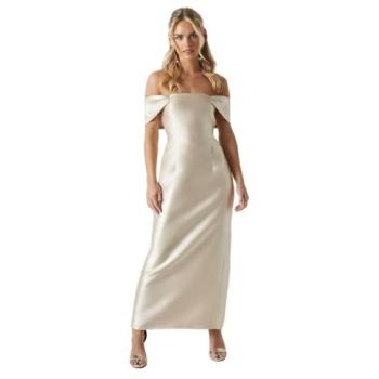 Bardot Champagne Petite Midi Bridal Gown