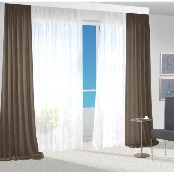 Vorhang VHG Una Gardinen Gr. 130cm, Kräuselband, 140cm, braun (mittelbraun)