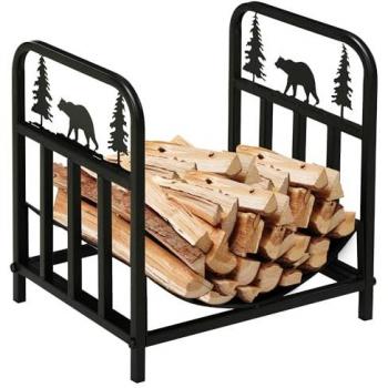 Étagère à bois pour cheminée – métal noir, charge maximale 50 kg