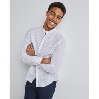 Camisa de manga larga slim fit para hombre con rayas finas Easy Wear