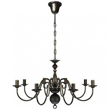 Elegant Black Metal Chandelier 8 x E14 Bulbs