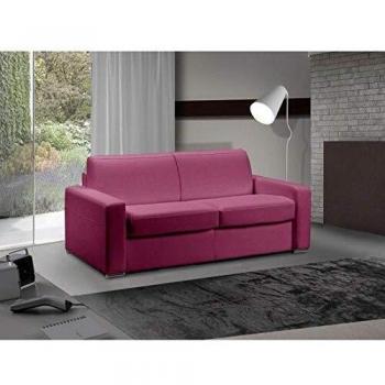 Canapé lit 3-4 places convertible 160 cm en tweed cross rose avec matelas inclus
