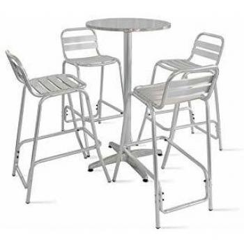 Set Tavolo e Sedie Alte da Giardino in Alluminio