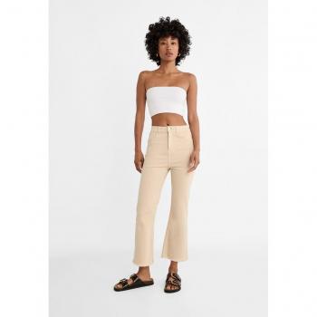 Stradivarius D78 Stone Black Cropped Twill Flared Jeans