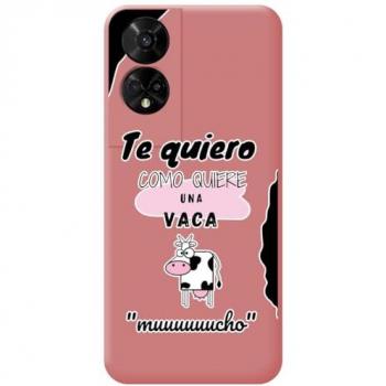 Funda Silicona Líquida Rosa con Diseño de Vaca para TCL 50 5G