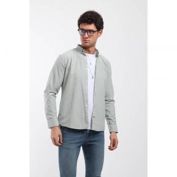 Camicia unicolore mint XXL per uomini a maniche lunghe