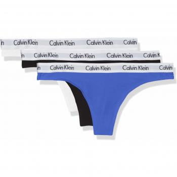 Calvin Klein Damen Tanga 3er-Pack, Schwarz (Black/White/Stellar Ys7), No Aplica (Herstellergröße: S)