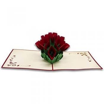 Mazzo di carte per auguri con rose in stile origami