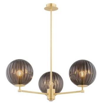 Argon Paloma Techo – Lámpara de 3 Luces en Estriado Ahumado con Acabado en Latón