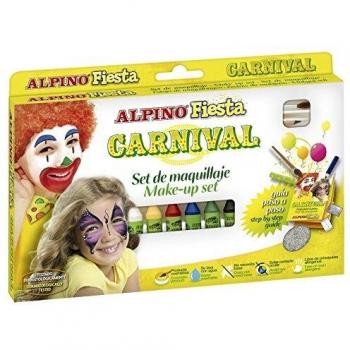ALPINO Set Maquillaje Fiesta Básico 6 ud Colores surtido Pincel y purpurina DL000008, (1 u.)