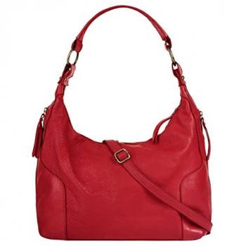 Samantha Look Echtleder Shopper Damen Made in Italy mit Smartphonefach rot