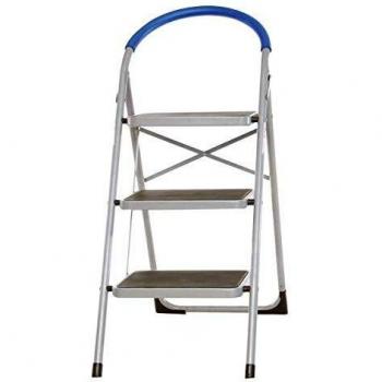 Folding Step Ladder 3 Tread Capacity 150kg White Frame 4022228