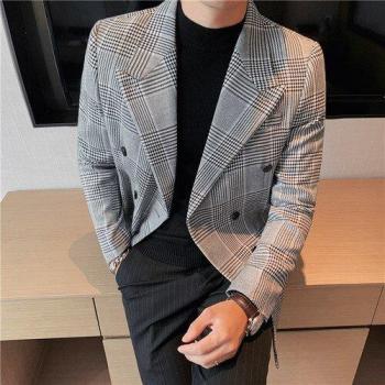 Veste de costume business à double boutonnage pour homme, slim fit, grande taille, S-3XL