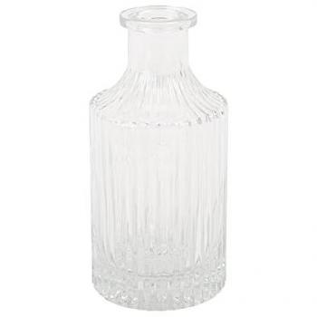 Vase décoratif en verre transparent strié 6.8x14.5cm