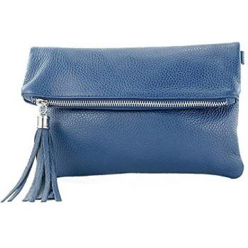 Kleine Modamoda T167 Clutch in Saphirblau, Lederumhängetasche