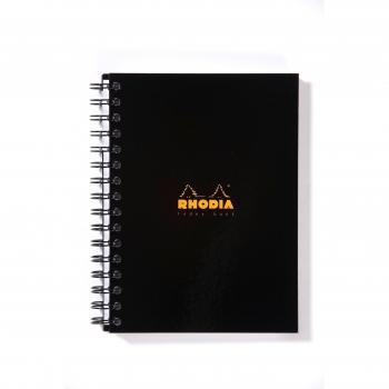 Rhodia A5 Wirebound Hardcover Planner with A-Z Index and Ruled Pages, 160 pages, black color, pack of 3