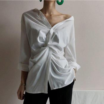 CHICEVER Women's V Neck Long Sleeve Loose Shirt