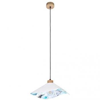 Luminaires Suspendus Hattu Style Bohème Chêne Huilé Câble Velours Noir Abat-jour Blanc et Soie Colorée