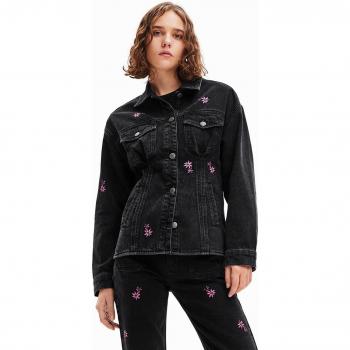 Pantaloni in stile giubbotto Desigual Arkansas nero a fiori