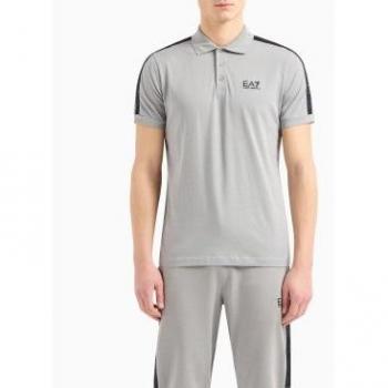 Polo Masculino EA7 Gris con Logotipo Series