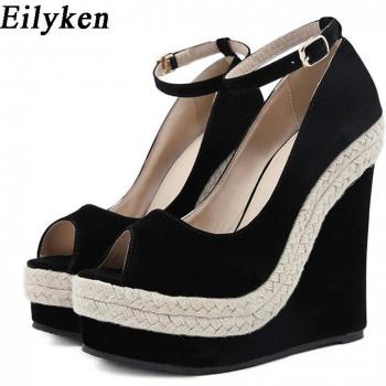 Eilyken Women's Buckle Strap Wedge Sandals